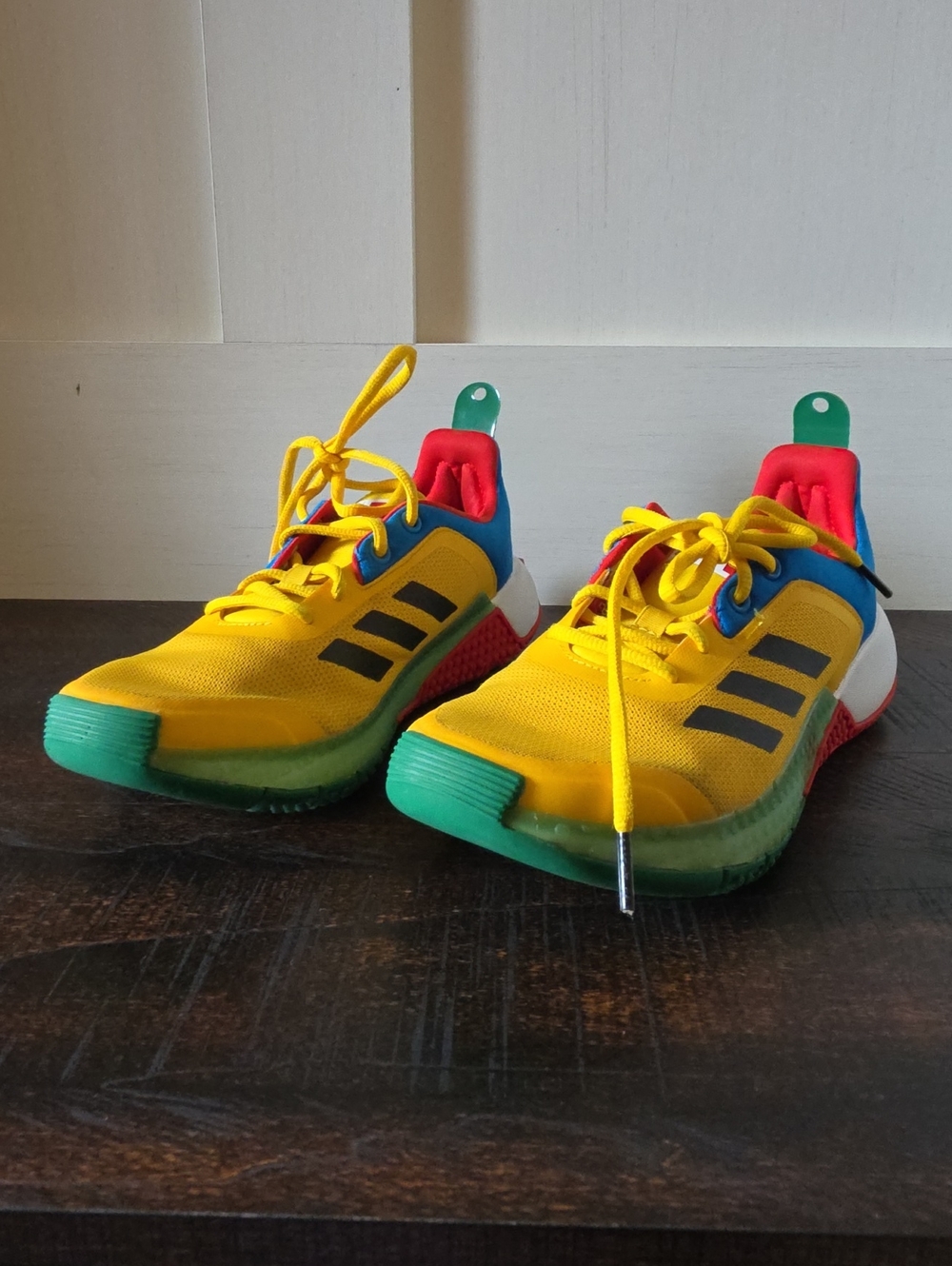 Lego X adidas Kids Yellow Sneakers with Green and Blue Accents